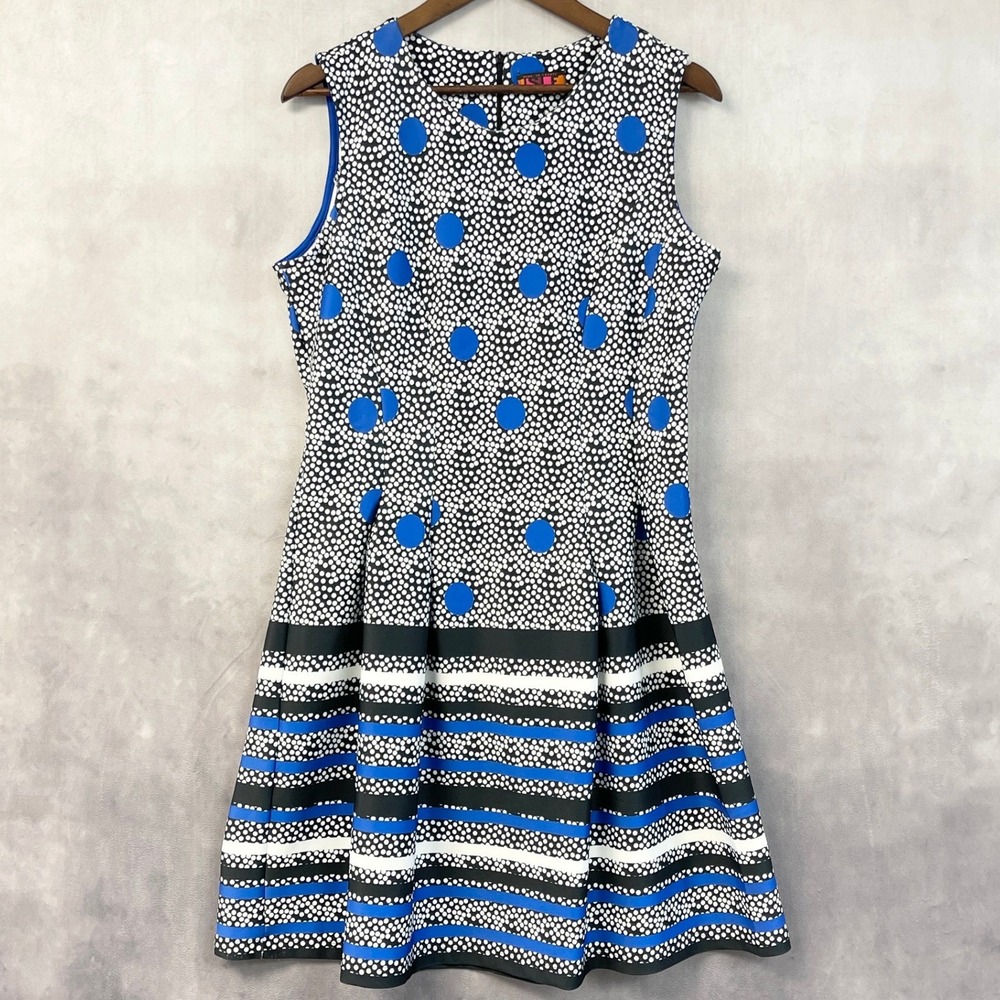 ISLE By Melis Kozan Bottomless Brunch Dress L Polka Dot Fit Flare Mod Pop Art